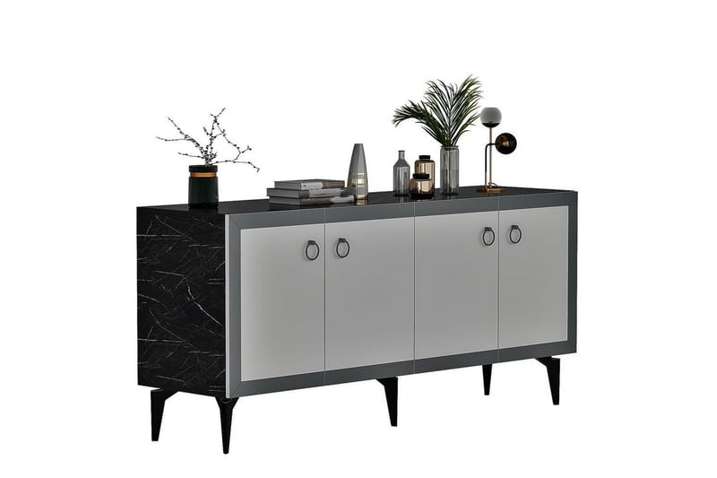 Petrolla Konsolbord 150 cm - Sort/Hvid/Sølv - Møbler - Borde - Aflastningsbord - Entrébord