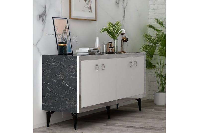 Petrolla Konsolbord 150 cm - Sort/Hvid/Sølv - Møbler - Borde - Aflastningsbord - Entrébord