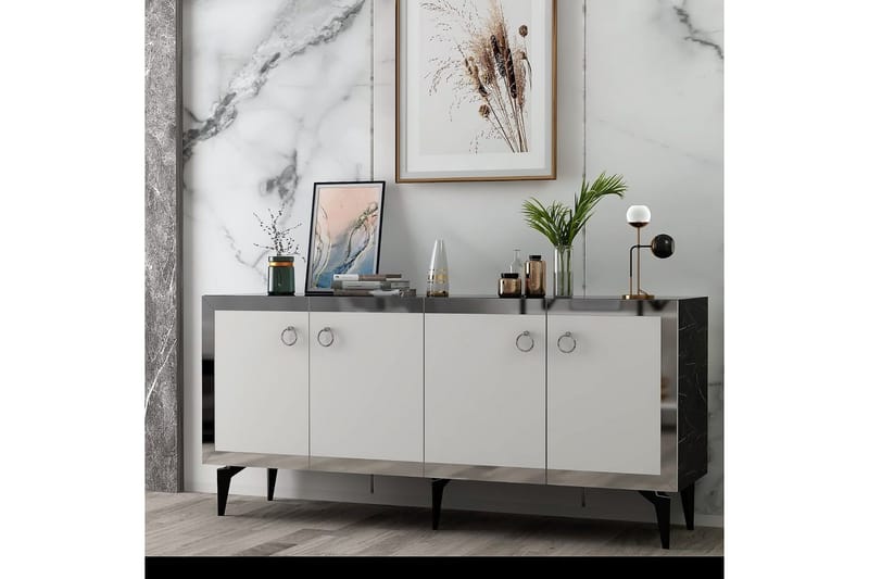 Petrolla Konsolbord 150 cm - Sort/Hvid/Sølv - Møbler - Borde - Aflastningsbord - Entrébord