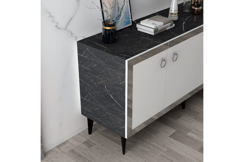 Petrolla Konsolbord 150 cm - Sort/Hvid/Sølv - Møbler - Borde - Aflastningsbord - Entrébord