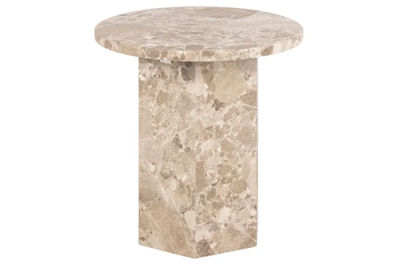 Prisa Rundt Sidebord i Marmorsten 50 cm, Beige