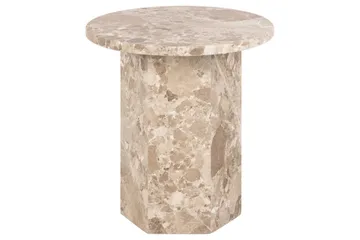 Prisa Rundt Sidebord i Marmorsten 50 cm - Beige - Møbler - Borde - Aflastningsbord - Lampebord