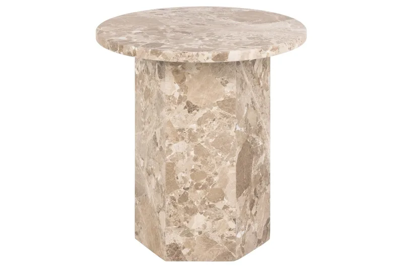 Prisa Rundt Sidebord i Marmorsten 50 cm - Beige - Møbler - Borde - Aflastningsbord - Lampebord