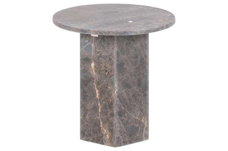 Prisa Rundt Sidebord i Marmorsten 50 cm - Grå / Brun - Møbler - Borde - Aflastningsbord - Lampebord