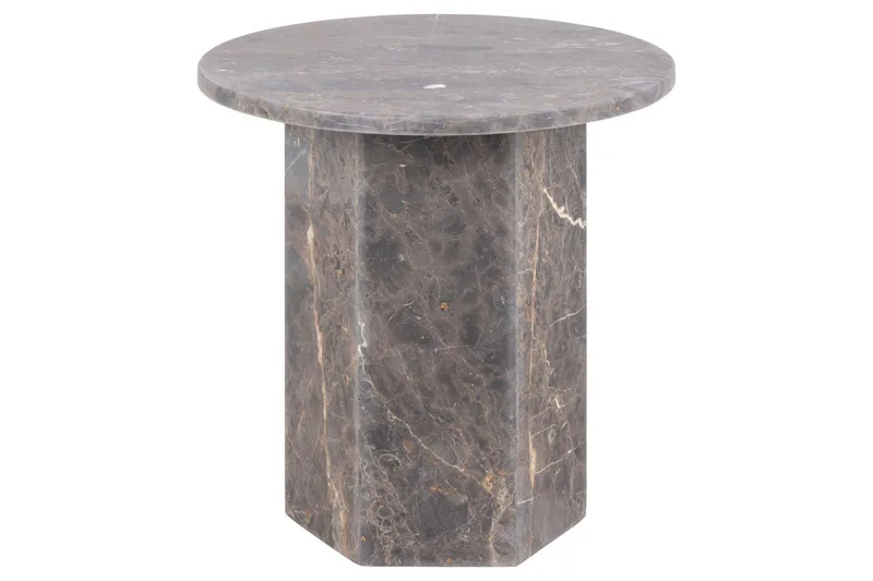 Prisa Rundt Sidebord i Marmorsten 50 cm - Grå / Brun - Møbler - Borde - Aflastningsbord - Lampebord