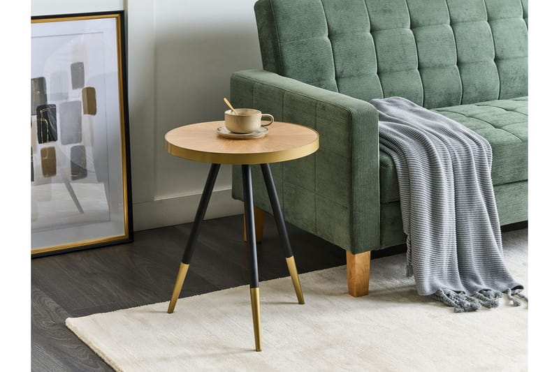Ramonia Sidebord 40 cm - Lyst træ/Guld/Sort - Møbler - Borde - Aflastningsbord - Lampebord
