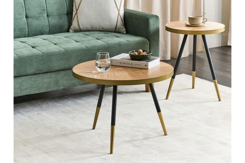 Ramonia Sidebord 40 cm - Lyst træ/Guld/Sort - Møbler - Borde - Aflastningsbord - Lampebord