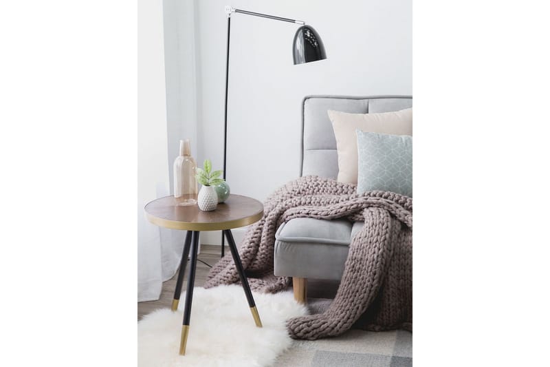 Ramonia Sidebord 44 cm - Mørkt træ/Sort/Guld - Møbler - Borde - Aflastningsbord - Lampebord