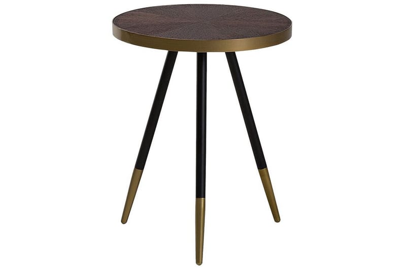 Ramonia Sidebord 44 cm - Mørkt træ/Sort/Guld - Møbler - Borde - Aflastningsbord - Lampebord