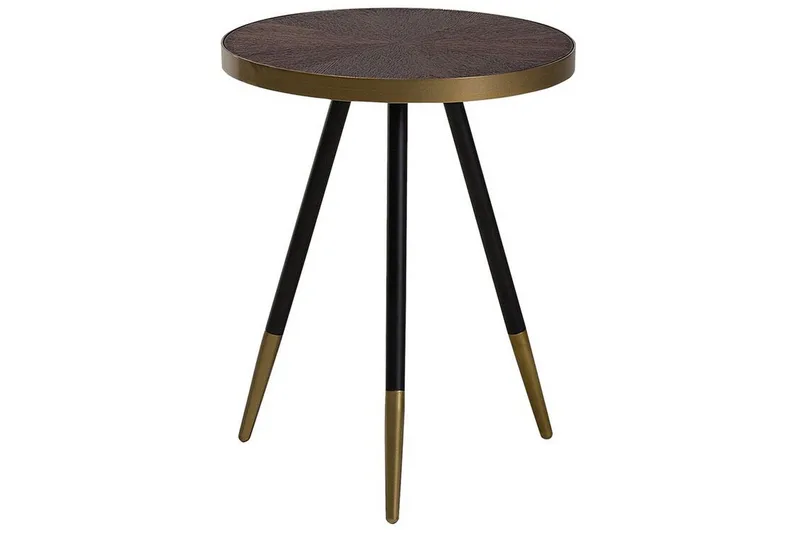 Ramonia Sidebord 44 cm, Mørkt træ/Sort/Guld