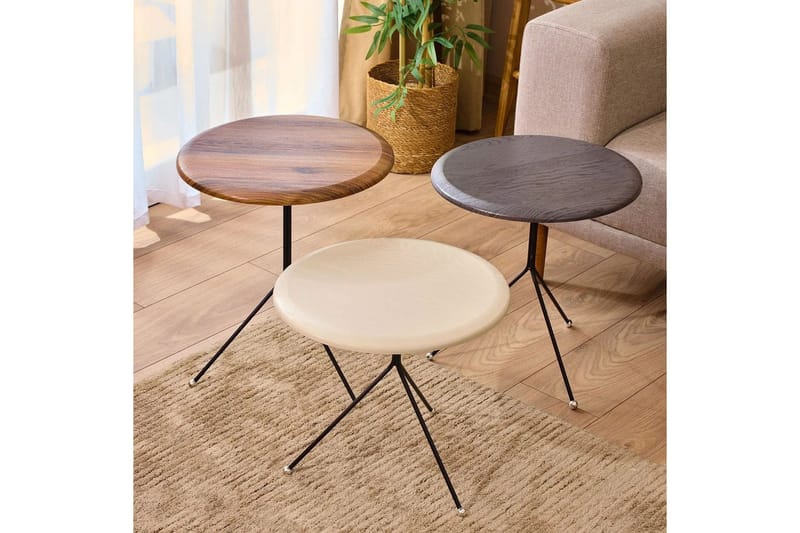 Ranko Indskudsbord 41 cm - Brun/Cremevhid/Antracit - Møbler - Borde - Aflastningsbord - Indskudsborde