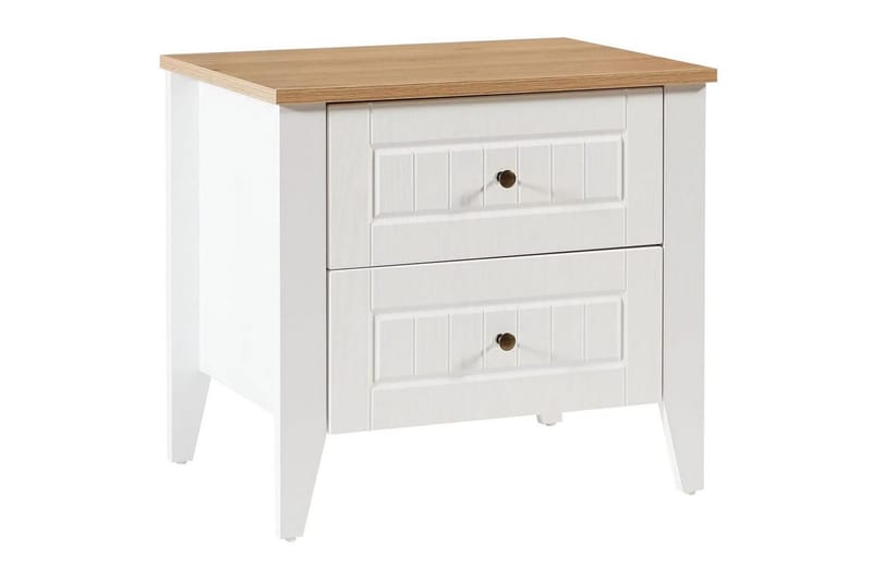 Ranko Natbord 60 cm - Mellemfarvet træ/Hvid - Møbler - Borde - Aflastningsbord - Sengebord