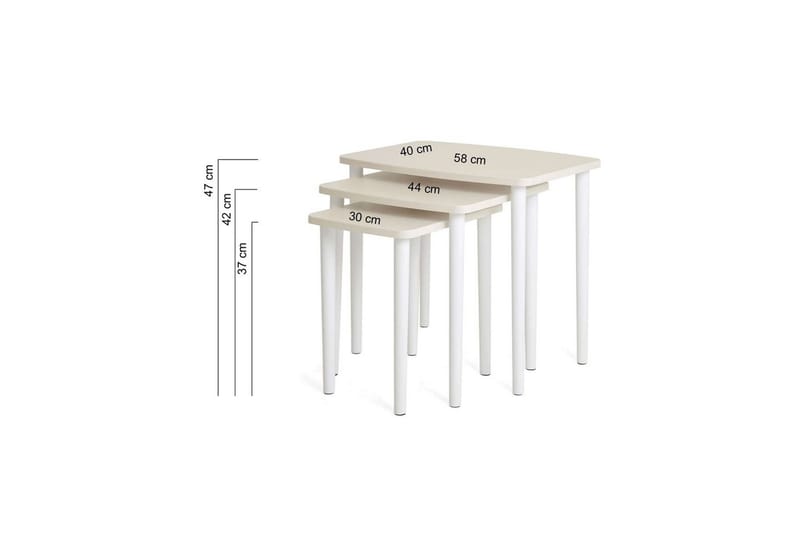 Ranko Nesting Bord 58 cm - Cremevhid - Møbler - Borde - Aflastningsbord - Indskudsborde