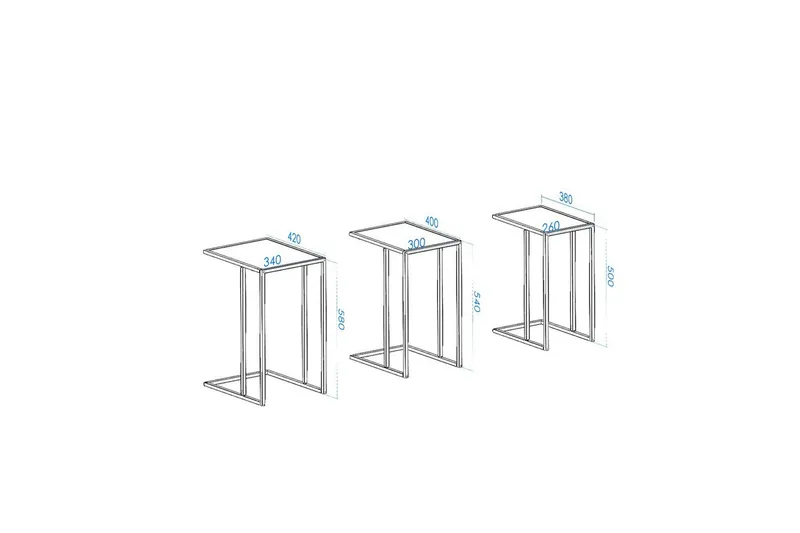 Ransdorp Sæt borde 42 cm - Sort - Møbler - Borde - Aflastningsbord - Indskudsborde