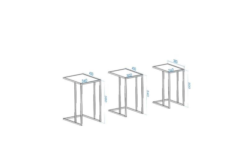 Ransdorp Sæt borde 42 cm - Sort - Møbler - Borde - Aflastningsbord - Indskudsborde