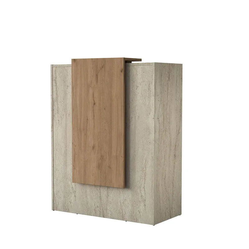 Receptionbord Wallxpert Cleo Shelf (90 x 110 x 40 cm) Travertin Valnød - Travertin og valnød - Møbler - Borde - Aflastningsbord - Entrébord