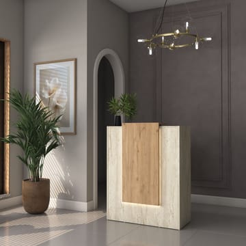 Receptionbord Wallxpert Cleo Shelf (90 x 110 x 40 cm) Travertin Valnød - Travertin og valn ød - Møbler - Borde - Aflastningsbord - Entrébord