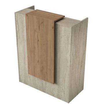 Receptionbord Wallxpert Cleo Shelf (90 x 110 x 40 cm) Travertin Valnød - Travertin og valnød - Møbler - Borde - Aflastningsbord - Entrébord