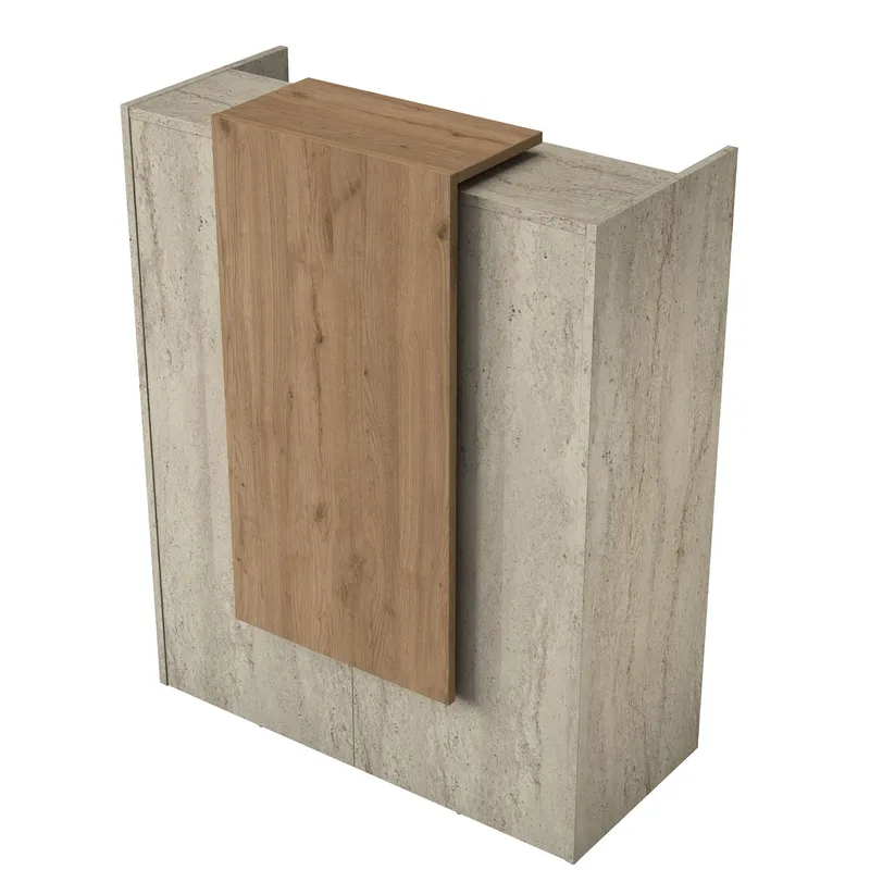 Receptionbord Wallxpert Cleo Shelf (90 x 110 x 40 cm) Travertin Valnød - Travertin og valnød - Møbler - Borde - Aflastningsbord - Entrébord