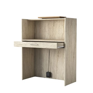 Receptionbord Wallxpert Cleo Shelf (90 x 110 x 40 cm) Travertin Valnød - Travertin og valnød - Møbler - Borde - Aflastningsbord - Entrébord
