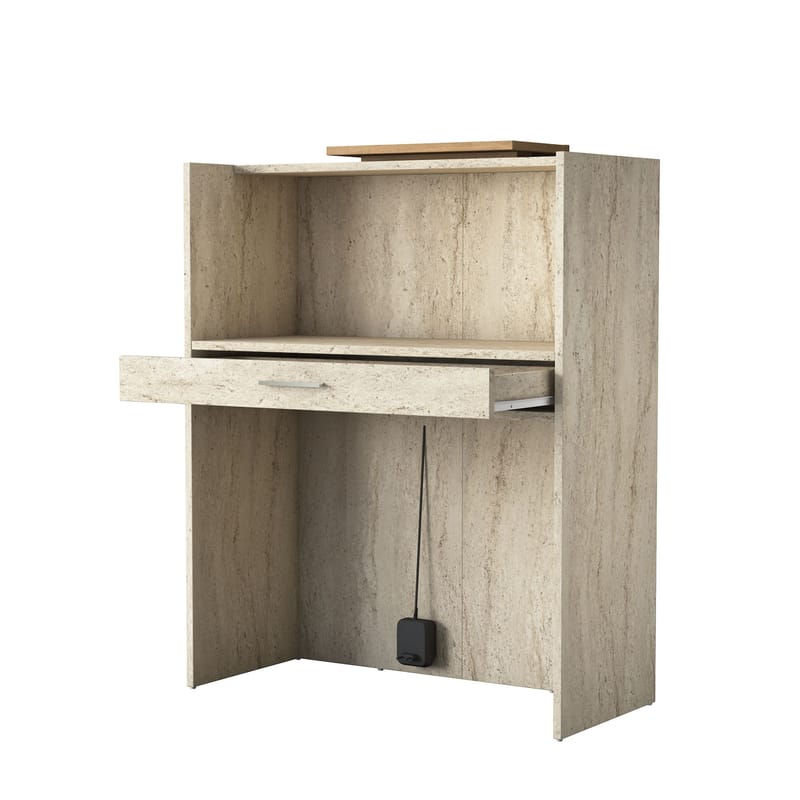 Receptionbord Wallxpert Cleo Shelf (90 x 110 x 40 cm) Travertin Valnød - Travertin og valnød - Møbler - Borde - Aflastningsbord - Entrébord