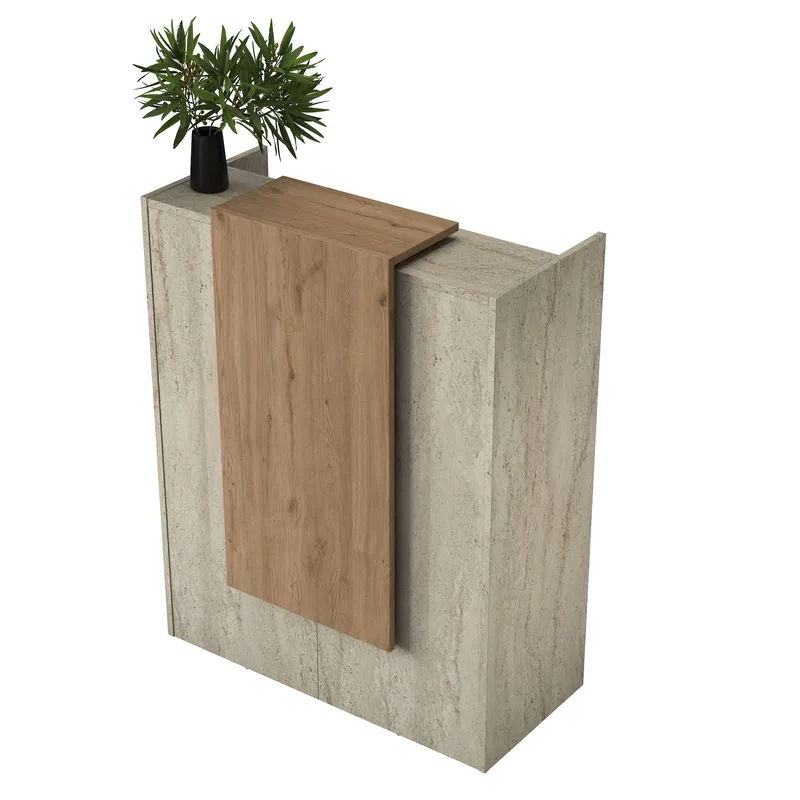 Receptionbord Wallxpert Cleo Shelf (90 x 110 x 40 cm) Travertin Valnød - Travertin og valnød - Møbler - Borde - Aflastningsbord - Entrébord