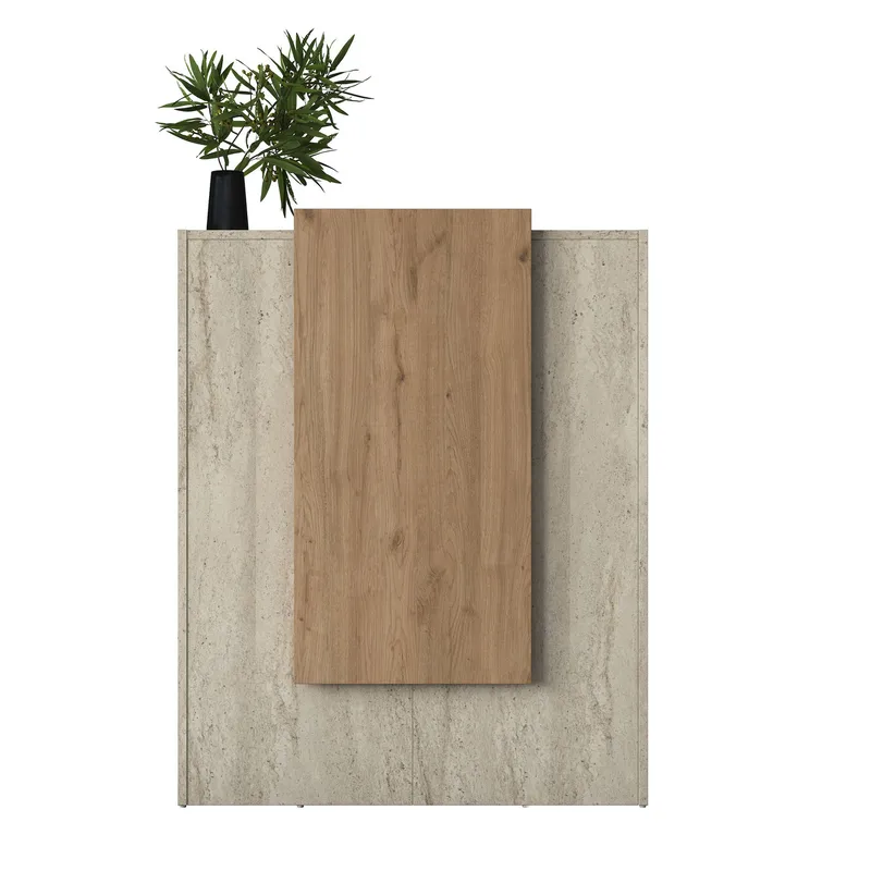 Receptionbord Wallxpert Cleo Shelf (90 x 110 x 40 cm) Travertin Valnød - Travertin og valnød - Møbler - Borde - Aflastningsbord - Entrébord