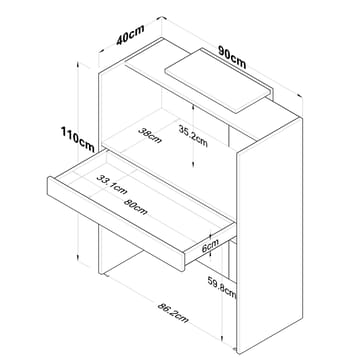 Receptionbord Wallxpert Cleo Shelf (90 x 110 x 40 cm) Travertin Valnød - Travertin og valnød - Møbler - Borde - Aflastningsbord - Entrébord