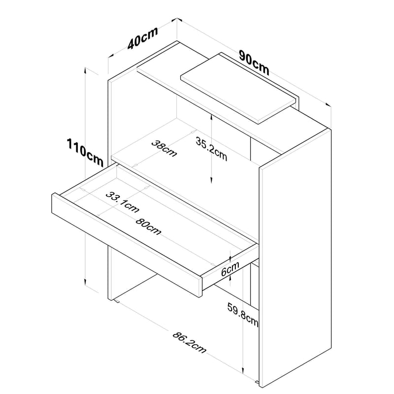 Receptionbord Wallxpert Cleo Shelf (90 x 110 x 40 cm) Travertin Valnød - Travertin og valnød - Møbler - Borde - Aflastningsbord - Entrébord