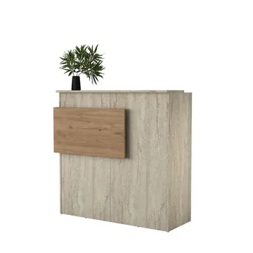 Receptionbord Wallxpert Dara (110 x 110 x 40 cm) travertin valnød - Travertin og valnød - Møbler - Borde - Aflastningsbord - Entrébord