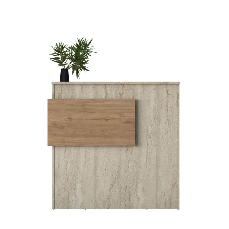 Receptionbord Wallxpert Dara (110 x 110 x 40 cm) travertin valnød - Travertin og valnød - Møbler - Borde - Aflastningsbord - Entrébord