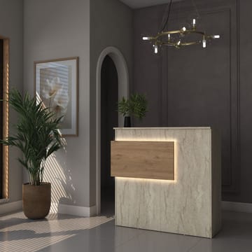 Receptionbord Wallxpert Dara (110 x 110 x 40 cm) travertin valnød - Travertin og valnød - Møbler - Borde - Aflastningsbord - Entrébord