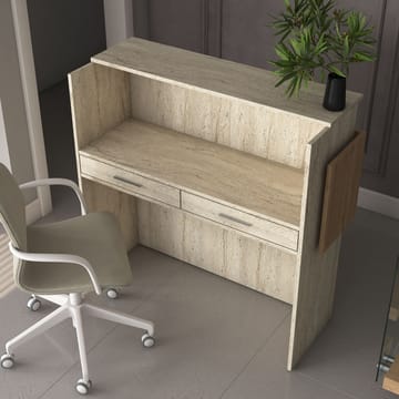 Receptionbord Wallxpert Dara (110 x 110 x 40 cm) travertin valnød - Travertin og valnød - Møbler - Borde - Aflastningsbord - Entrébord