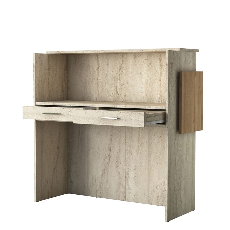 Receptionbord Wallxpert Dara (110 x 110 x 40 cm) travertin valnød - Travertin og valnød - Møbler - Borde - Aflastningsbord - Entrébord