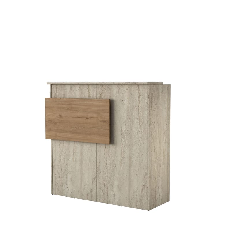Receptionbord Wallxpert Dara (110 x 110 x 40 cm) travertin valnød - Travertin og valnød - Møbler - Borde - Aflastningsbord - Entrébord