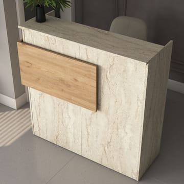 Receptionbord Wallxpert Dara (110 x 110 x 40 cm) travertin valnød - Travertin og valnød - Møbler - Borde - Aflastningsbord - Entrébord