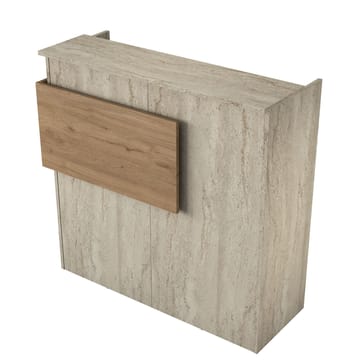 Receptionbord Wallxpert Dara (110 x 110 x 40 cm) travertin valnød - Travertin og valnød - Møbler - Borde - Aflastningsbord - Entrébord