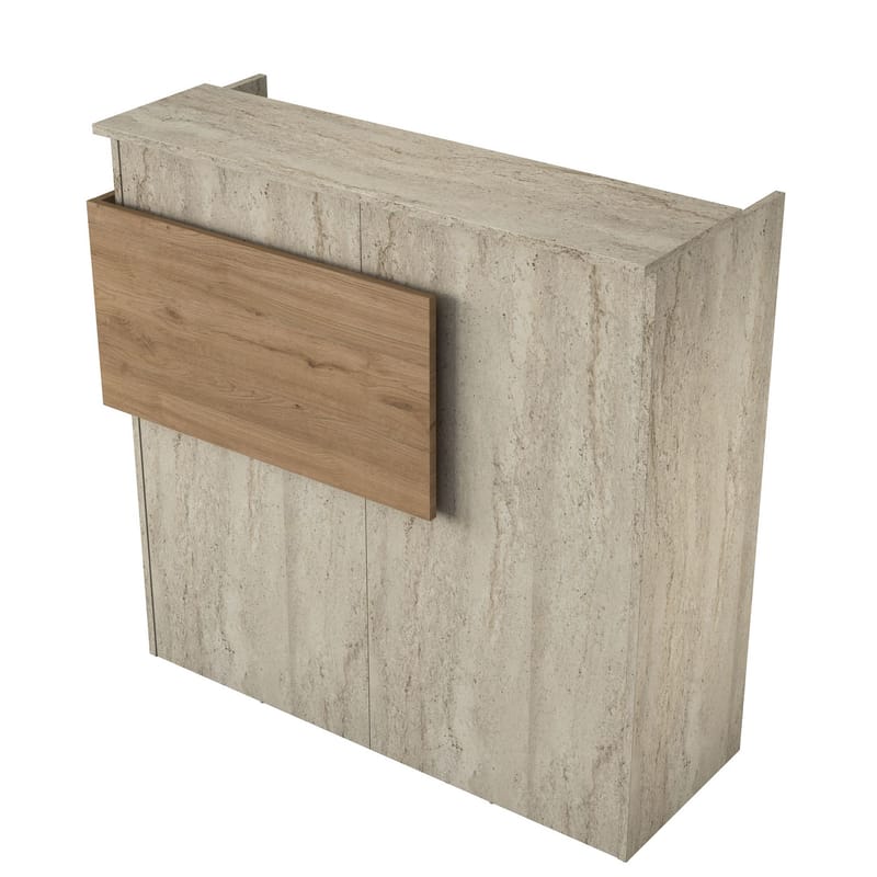 Receptionbord Wallxpert Dara (110 x 110 x 40 cm) travertin valnød - Travertin og valnød - Møbler - Borde - Aflastningsbord - Entrébord