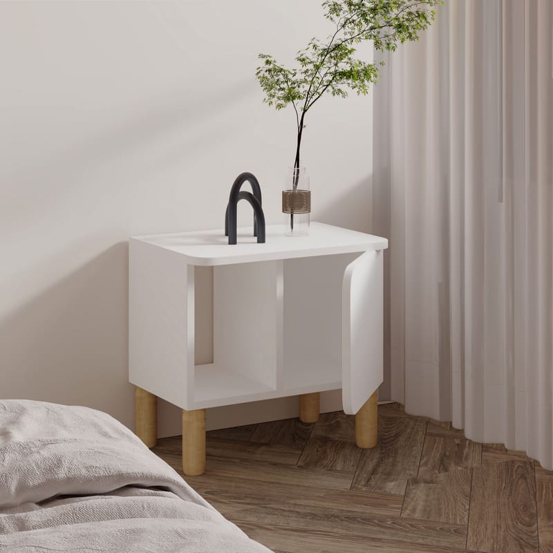Relento Natbord 50x48,6x30 cm - Hvid - Møbler - Borde - Aflastningsbord - Sengebord