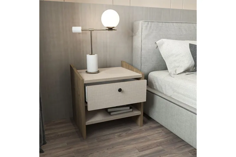 Retzow Natbord - Valnød/Beige - Møbler - Borde - Aflastningsbord - Sengebord