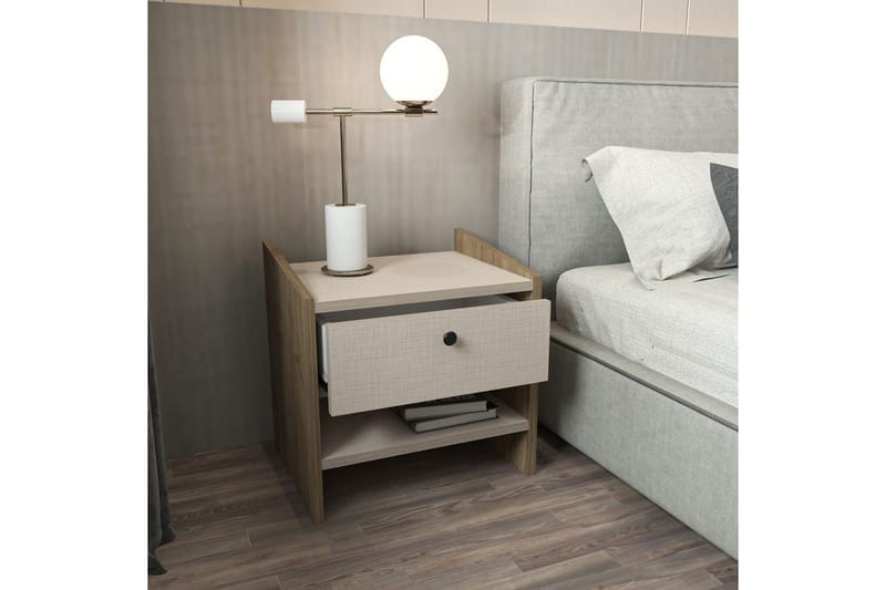 Retzow Natbord - Valnød/Beige - Møbler - Borde - Aflastningsbord - Sengebord