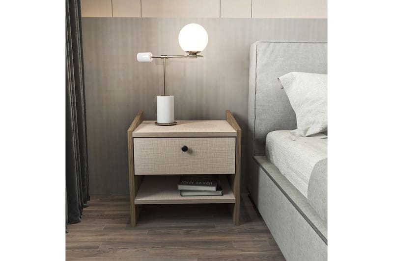 Retzow Natbord - Valnød/Beige - Møbler - Borde - Aflastningsbord - Sengebord