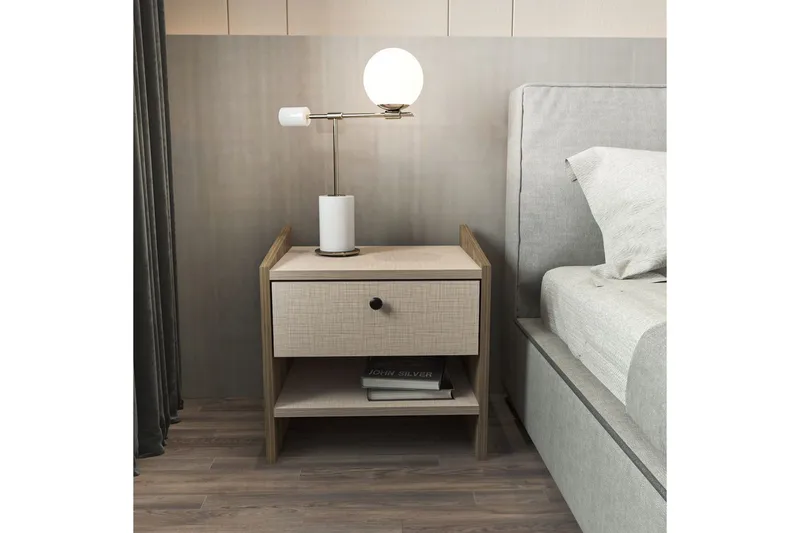 Retzow Natbord - Valnød/Beige - Møbler - Borde - Aflastningsbord - Sengebord