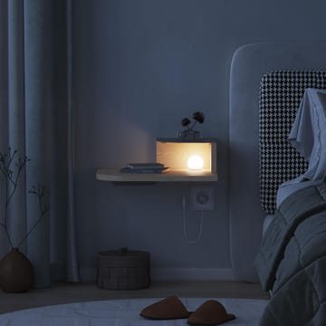Rilina Vægmonteret Sengebord 40 cm med Træ- og Egetræsudseende, Opbevaring med Hylde og LED-belysning - Beige - Møbler - Borde - Aflastningsbord - Sengebord