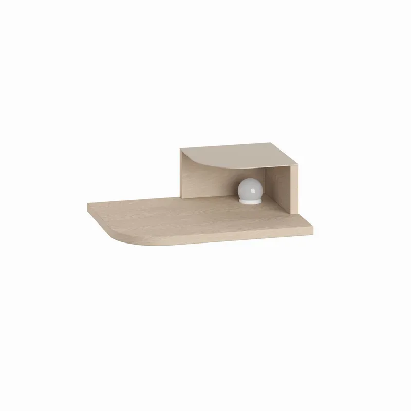 Rilina Vægmonteret Sengebord 40 cm med Træ- og Egetræsudseende, Opbevaring med Hylde og LED-belysning, Beige