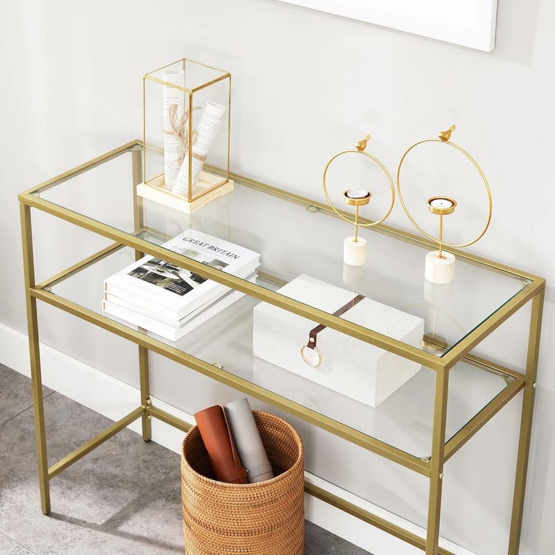 Rovena Kommode 90 cm - Guld og transparent - Møbler - Borde - Aflastningsbord - Entrébord