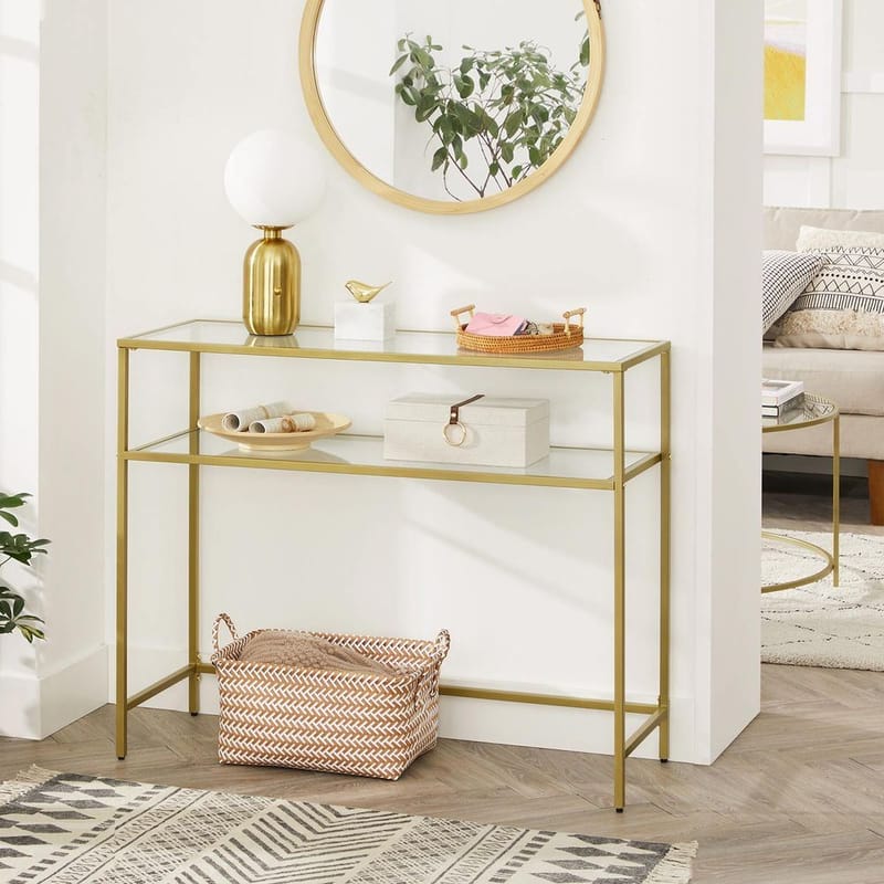 Rovena Kommode 90 cm - Guld og transparent - Møbler - Borde - Aflastningsbord - Entrébord