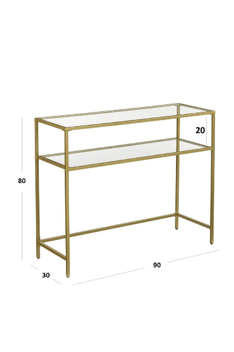 Rovena Kommode 90 cm - Guld og transparent - Møbler - Borde - Aflastningsbord - Entrébord