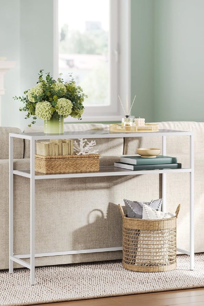 Rovena Kommode 90 cm - Hvid og transparent - Møbler - Borde - Aflastningsbord - Entrébord