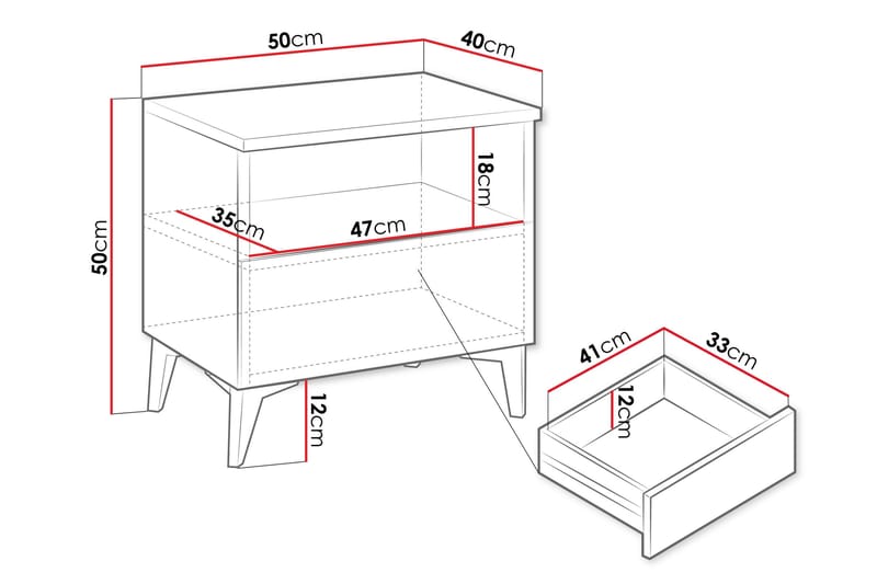 Royston Nattbord 50 cm - Beige - Møbler - Borde - Aflastningsbord - Sengebord